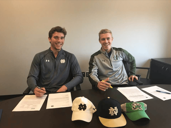 Jacob Pivonka and Spencer Stastney sign their National Letter of Intent Notre Dame