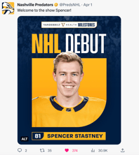 Bridgedale grad Spencer NHL Debut