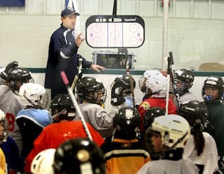 Hockey Coach at youth hockey Tryouts